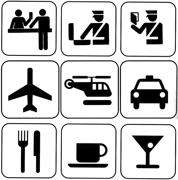 typical icons
inside an airport