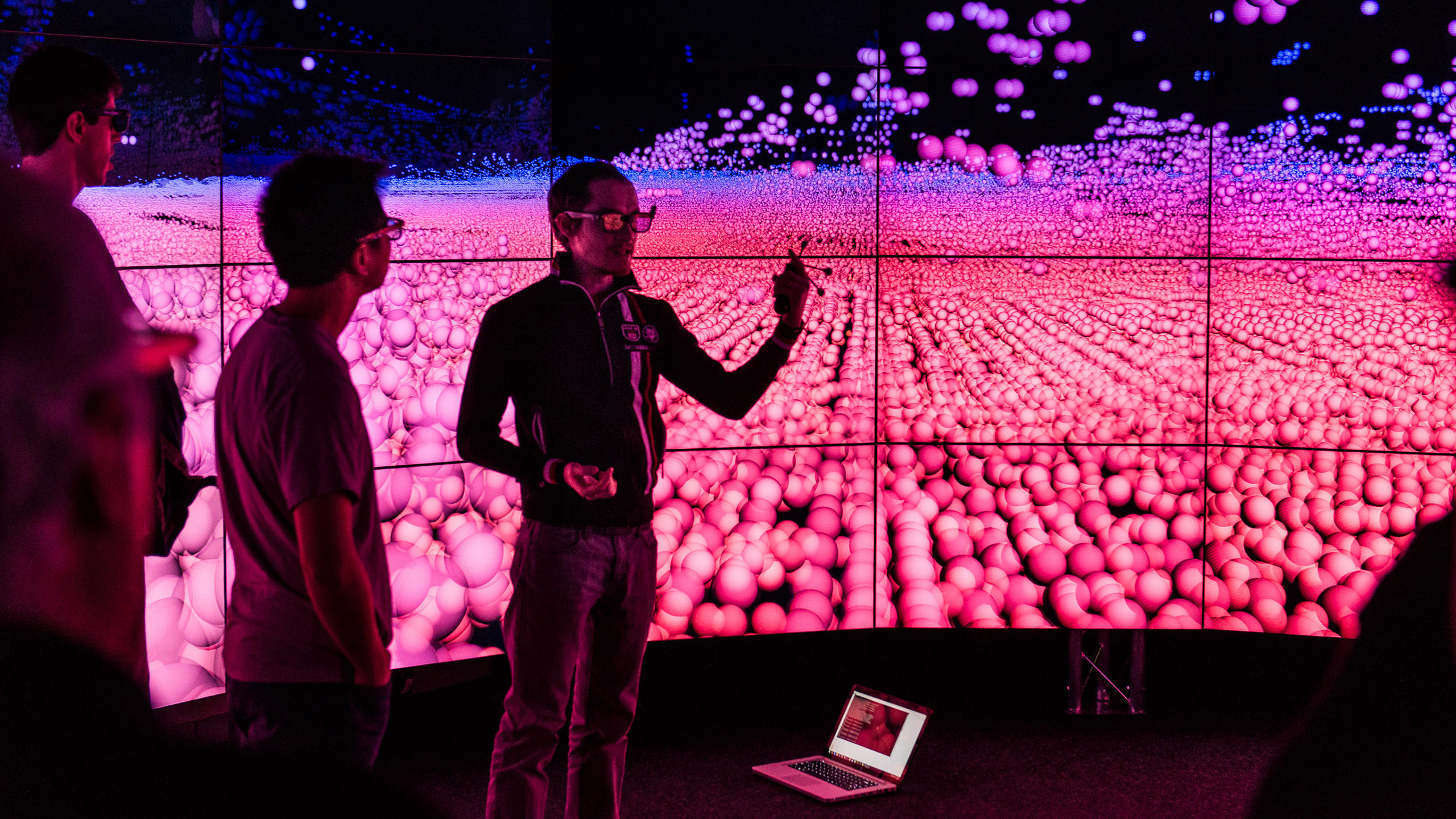 Users exploring data collected from the botton of West Lake Bonney