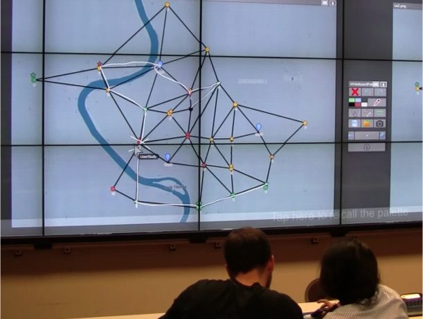 Users interacting with SAGEBoard on EVL’s Cyber-Commons multi-touch display