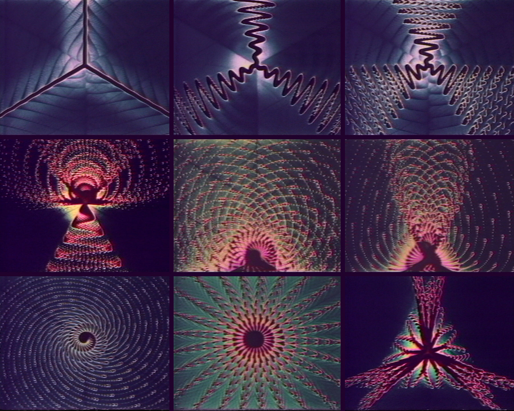 Dan Sandin, Tom DeFanti, and Mimi Shevitz, Spiral PTL, Video, 1980, In the collections of the Museum of Modern Art’s video art and the School of the Art Institute of Chicago’s Video Data Bank.